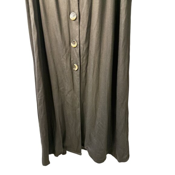 Heyson Front Button Rayon Black Elastic Waist Maxi Dress Size Large, NWT - Picture 2 of 8